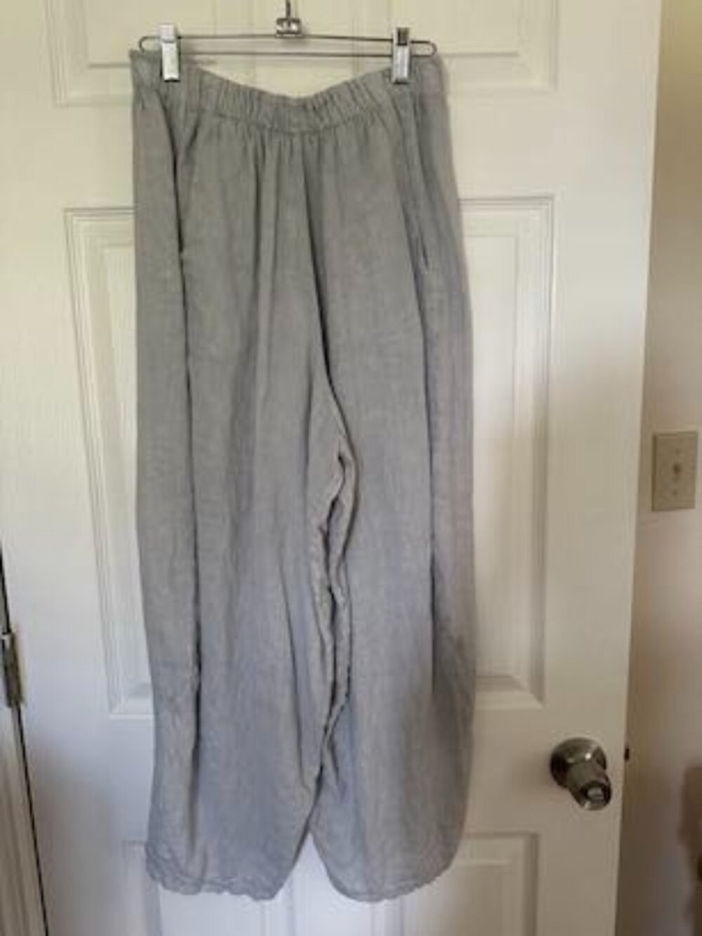 MADE IN ITALY GRAY LINEN PANTS ONE SIZE